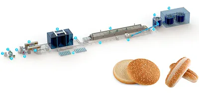 Diagrama de linha de Pão de Hambúrguer 